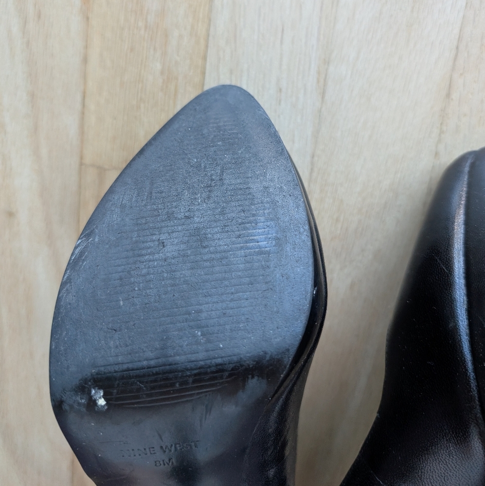 Nine West Classic Platform Stilleto Black Leather Heels (Size 8) - Picture 12 of 16